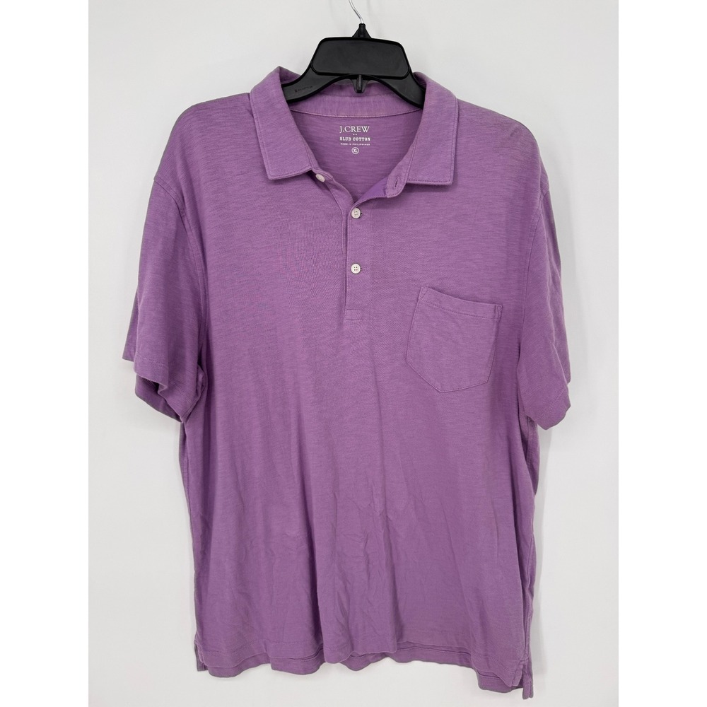 J.Crew Polo Mens XL Purple Slub Cotton Short Sleeve Chest Pocket Casual Classic